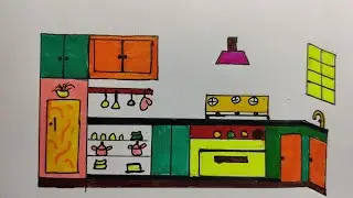 kitchen drawing for kids | How to draw kitchen #kiddrawing #art