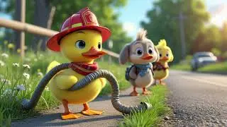 Duckling Firefighter Faces a Roadside Tragedy🐤💔#duckhero  #FunnyDuck #duckrescue #animation #ai