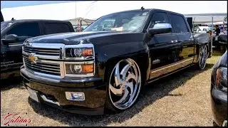 Team Billet at 2016 heatwave! Lifted f150 2016 on 26 by 14s to low  Silverado on 26 by 16 Turbo
