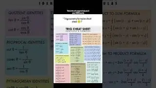 Trigonometry formula cheat sheet #trigonometry #maths #cheatsheet #formulasformaths #vedicmaths