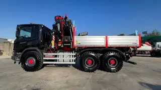 SCANIA P 450 - tre assi - ribaltabile con gru