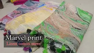 cotton Linen marvel print saree