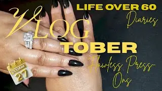 Vlogtober Day 27: Flawless Press-On Nails Tutorial | Mifoneix Black Almond Press-Ons + Best Glue