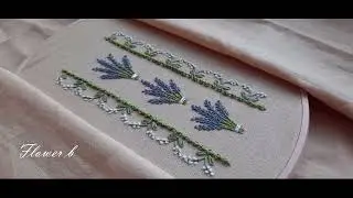 Beautiful Hand Embroidery - Simple Flower Border line design of lavender