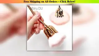Flower Nail Brush for Manicure Gold Rose Shape Nail Art Brushes Round Small UV Gel Polish Powder