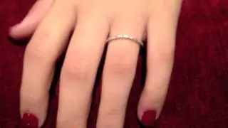 Thin narrow 14K White gold band with Micro Pave CZ