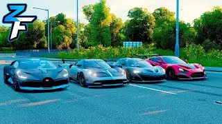 Zenvo TSR-S vs Bugatti Divo vs Pagani Huayra BC vs McLaren P1 Drag Race | Forza Horizon 4