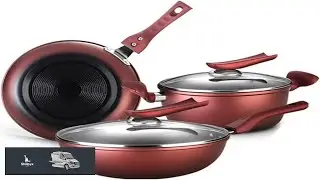 Cookware Set Iron Frying Pan Non Stck Wok with Lid Pot Fireproof