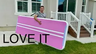 Review and Demo of Inflatable Air Gymnastics Mats for Tumbling,10ft/13ft/16ft/20ft/26ft Tumble Track