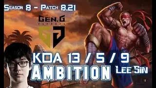 GEN Ambition LEE SIN vs SKT T1 Blank CAMILLE Jungle - Patch 8.21 KR Ranked