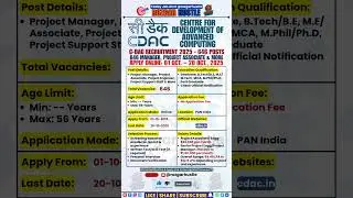 CDAC Recruitment 2025 | 646 Manager, Project Associate Posts | Apply Online #shorts #job #cdac #govt