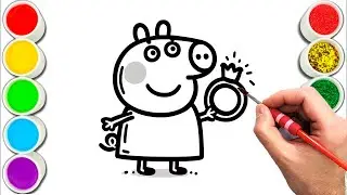 Peppa Pig holding a ring Drawing, Painting & Coloring For Kids and Toddlers_ Child Art