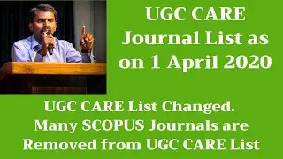 UGC Care Journal List as on 1st April 2020 | M Milton Joe