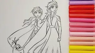Disney Frozen Elsa, Anna, Kristoff, Sven, Olaf | Coloring Book Pages#frozen