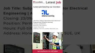 Job Title - Subject Specialist Tutor Electrical Engineering |Alliance Learning -Listed by Lancashare