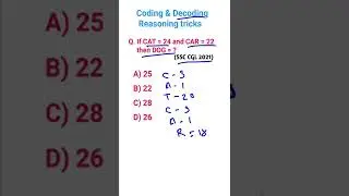 Coding Decoding Reasoning Tricks Reasoning Classes| Reasoning for SSC CGL exam| #shorts