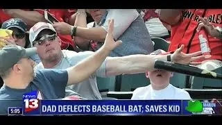Hero Dad saves son's life from flying baseball bat - DAD MODE