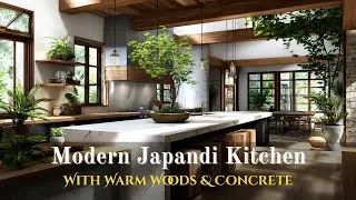 Dream Kitchen Reveal  Japandi Style With Warm Woods, Open Plans & Concrete Modern Touches