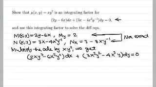 Diff Eq: integration factor, Exact ode example 5/5