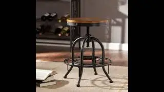 Southern Enterprises Natural Industrial Adjustable Stool - The Classy Home