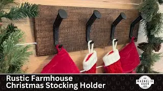 Rustic Farmhouse Christmas Stocking Holder for Wall Hanging In Dark Walnut