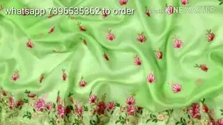 New Launhing Organza Silk Saree With Kashmiri Work With Fancy Tassels and Weaving Border