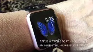 My Rose Gold Apple Watch Sport with Black Milanese Loop