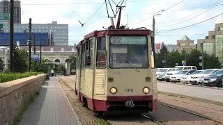 Трамвай Челябинска 71-605 (КТМ-5М3) борт. №1316 маршрут 22 на остановке 