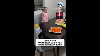 Little girl unimpressed by her own birthday bash