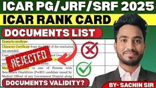 ICAR PG/JRF 2025🔥ICAR Rank Card?🚨 ICAR Counselling Documents List✅#icarpg #icarjrf #icarsrf 