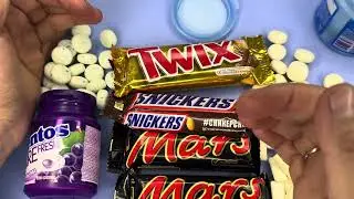 ASMR twix mars snikers mentos orbit #chocolate #satisfying 