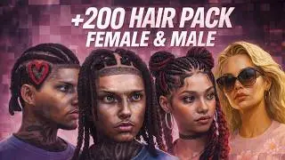 +200 HAIR PACK | FEMALE & MALE | OPTIMIZED TEXTURE | SCRIPT FIVEM |