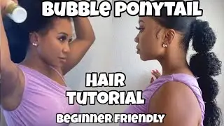 HOW TO DO A BUBBLE PONY TAIL *NO PINS* EASY & QUICK