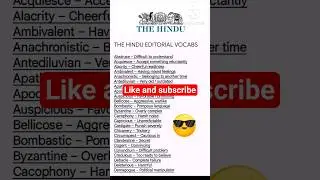 Today'Hindu Editorial Vocabulary |Important Editorial Vocabs| #ssc  #bank