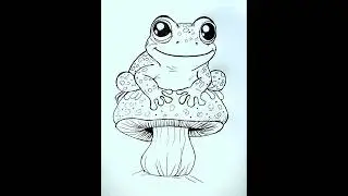 Adorable Frog Sitting on a Mushroom | Easy Drawing Tutorial