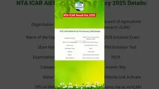 ICAR AIEEA PG & PhD Result 2025 OUT &ndash; Download Scorecard Now! #shorts #GlowingHogwarts