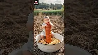 Cutest BABY Eats Giant SAUSAGE in Ramen Tub | Hilarious Moment!