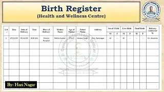 How to Maintain Birth Register | Birth Register Format | HWC | CHO | ANM