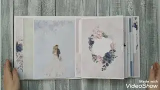 Large Interactive | Wedding Album | Pink and Navy Blue | With a few Pop up Scrapbook pages
