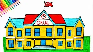 Kolay Okul Çizimi 🏫 Okul Çizimleri - Okul Resmi Nasıl Çizilir? - Okul Çizilişi - Drawing a School