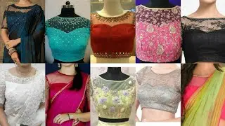 Top 50  party Wear net blouse design||boat neck stylish net blouse designs||
