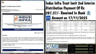 Indus Infra Trust Invit 2nd Interim Distribution Payment Received In Bank Account on 17/11/2025 | 