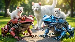 Mechanical Frog Power Test ⚙️🐸 | AI Jungle Action#cat #viralvideo #family 