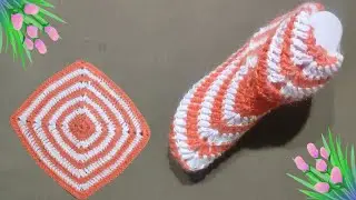 Easy crochet granny square slippers tutorial! guddi art school