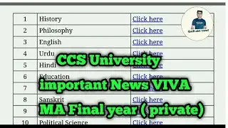CCS University important News VIVA MA Final year ( private)