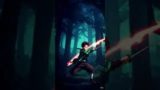 Demon Slayer anime style, epic battle scene, dynamic sword slashes, glowing breathing #demonslayer