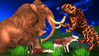 Zombie Jaguar and Woolly Mammoth Elephant Rescue Cow Family Wind Animal Doodles Mammoth