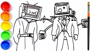 How to draw Tv Man, Tv Woman - Skibidi Toilet