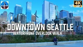 [4k] Virtual Walking Tour! Explore Overlook Walk Waterfront Park - Connecting to Pike Place Market !