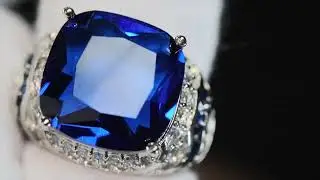 Mens sapphire blue diamond ring, Big Silver Blue Diamond Ring, Mens Blue Baguette Diamond Ring